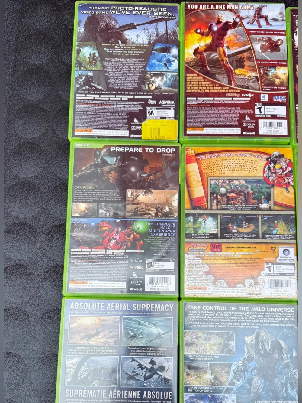 Microsoft Xbox 360 Games Bundle - Green Cases